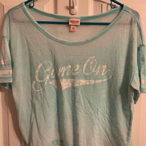 Mission Supply Co.  Game On logo on front. Cute shirt. Small